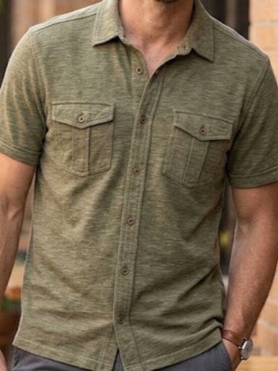 Prana Other - PrAna Olive Green Organic Cotton Short Sleeve Knit Button Down Men's Size M